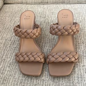 Tan wedge sandal. 3.25 inch heel. Worn only a couple of times